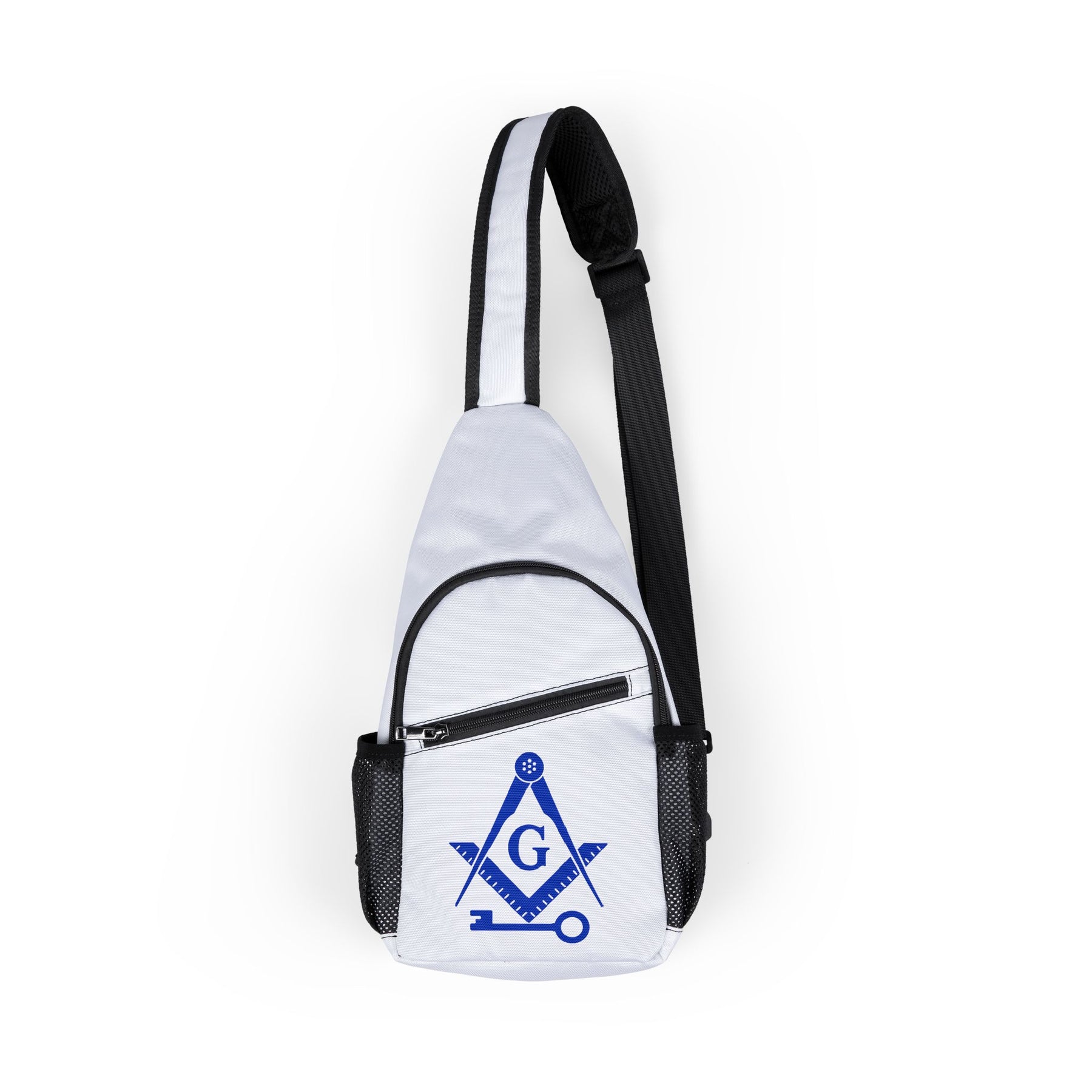 International Masons Crossbody Bag - White & Blue Adjustable Strap Nylon - Bricks Masons