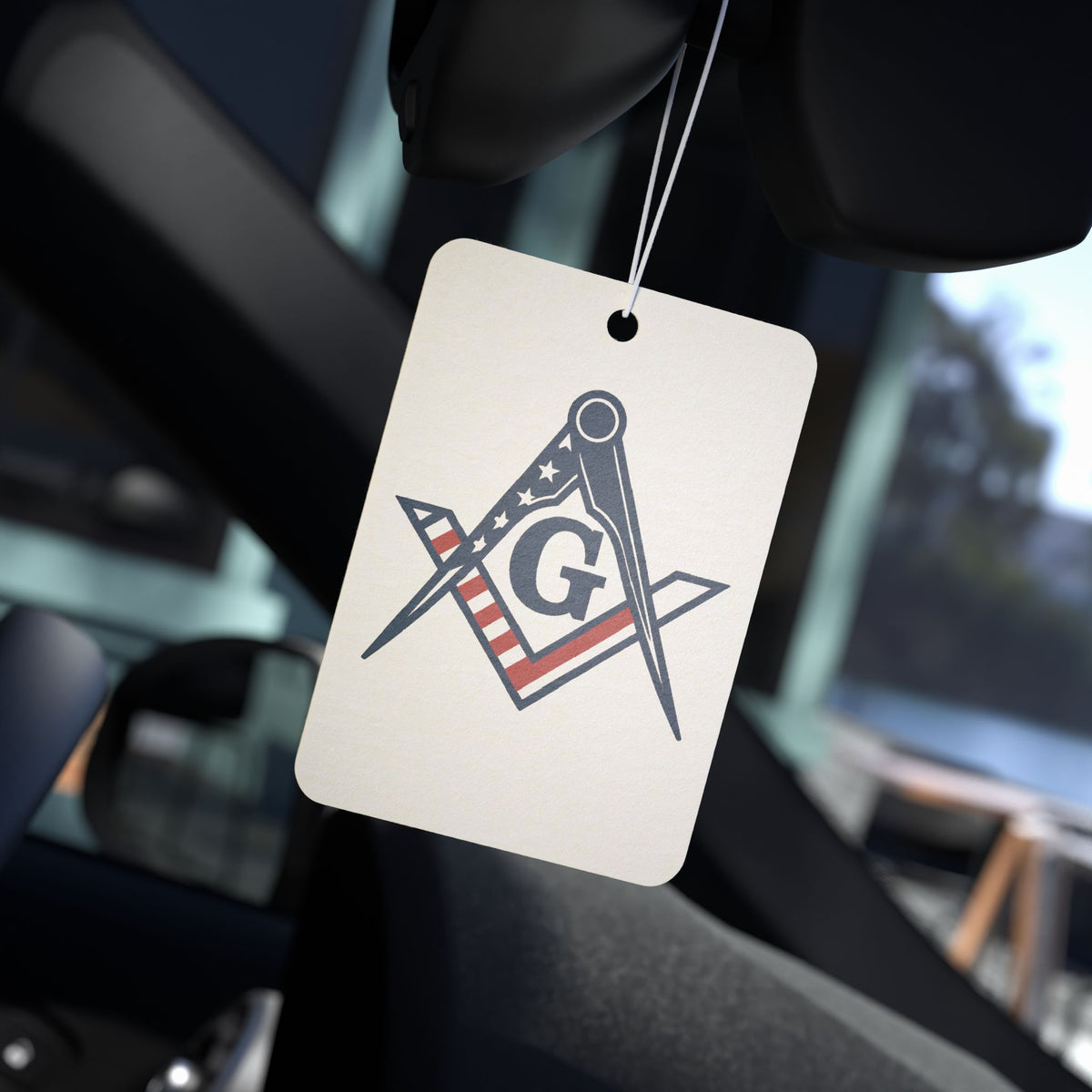 Master Mason Blue Lodge Car Air Freshener - Square & Compass G US Flag - Bricks Masons