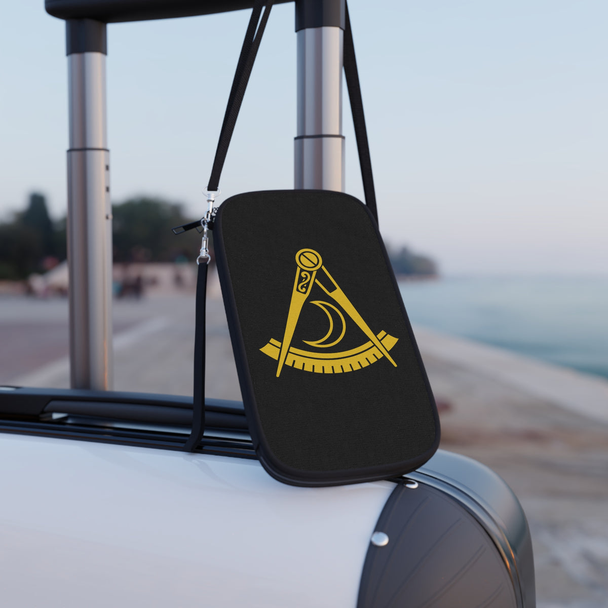 District Deputy Grand Master Blue Lodge Passport Wallet - Black With Shoulder & Wrist Strap - Bricks Masons