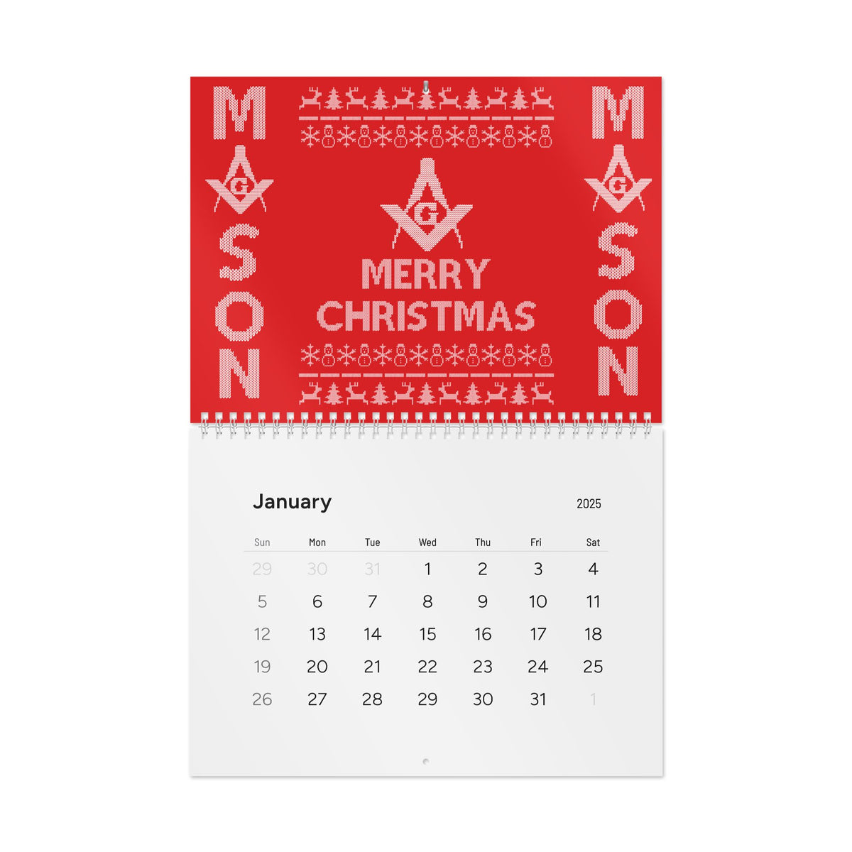 Master Mason Blue Lodge Calendar - Ugly Merry Christmas Square and Compass G 2025 - Bricks Masons