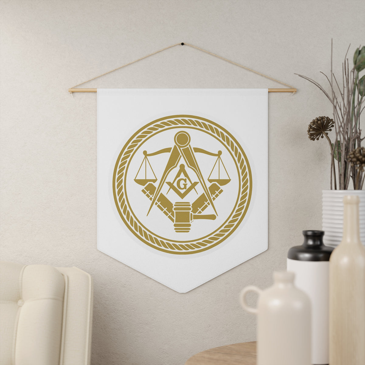 Master Mason Blue Lodge Pennant - Symbol of Justice and Moral Leadership - Bricks Masons