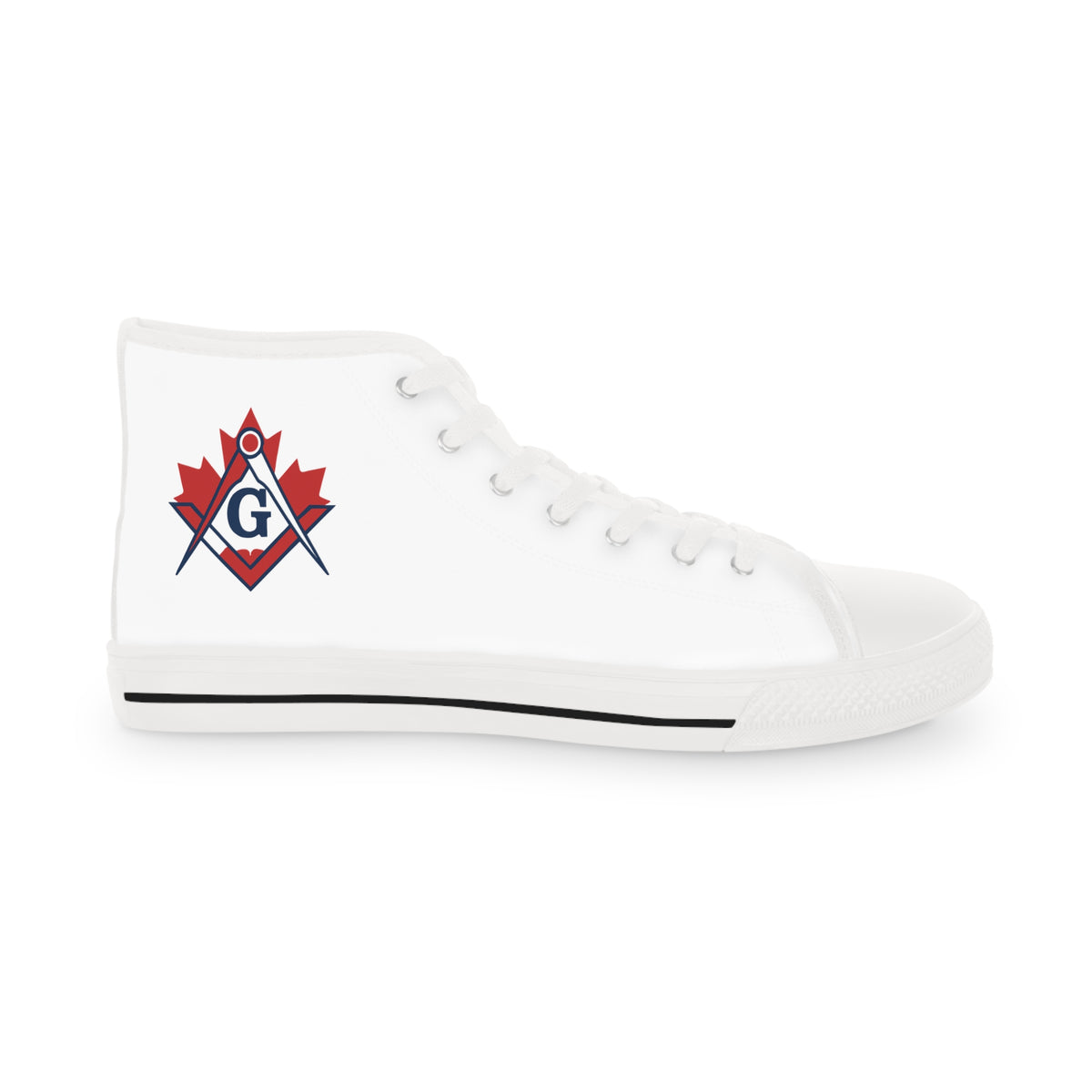Master Mason Blue Lodge Canada Jurisdiction Sneaker - High Top Black & White Sole Canada Maple Leaf - Bricks Masons