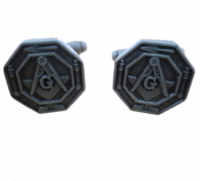 Master Mason Blue Lodge Cufflink - Octagonal - Bricks Masons