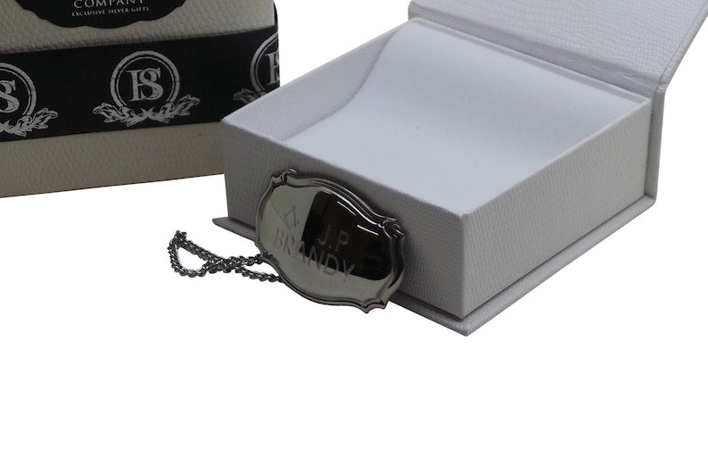 Master Mason Blue Lodge Bottle Tag Label - Engraved with Chain Silver - Bricks Masons