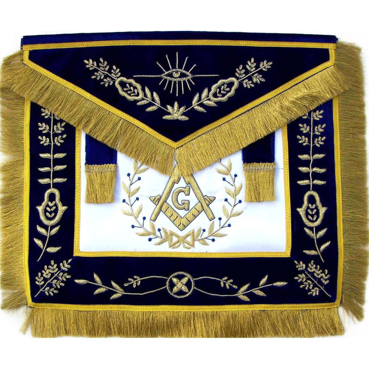 Master Mason Blue Lodge Apron - White & Navy Blue - Bricks Masons