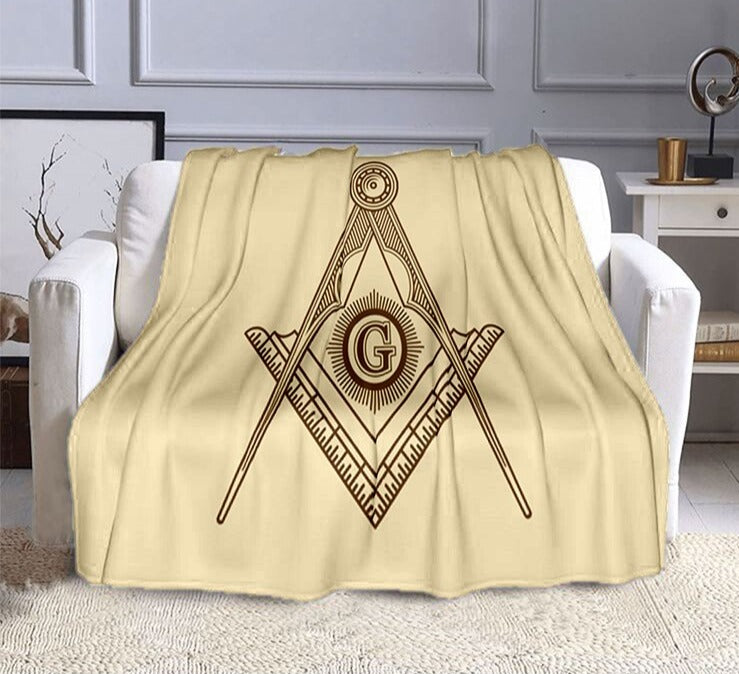 Master Mason Blue Lodge Blanket - Square and Compass G Flannel - Bricks Masons