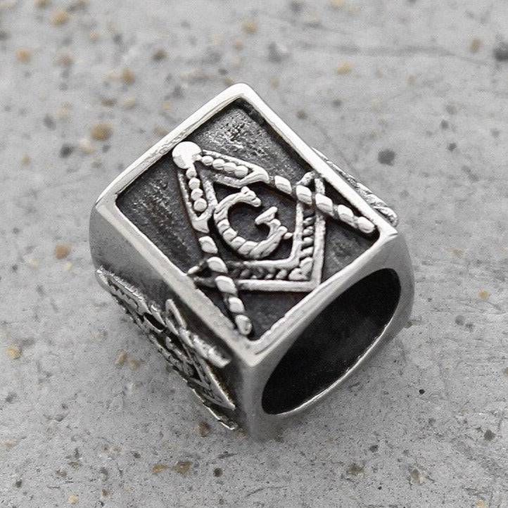 Master Mason Blue Lodge Bracelet - Square and Compass G 316L Stainless Steel Bead for (5 pieces) - Bricks Masons