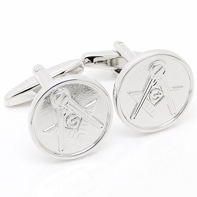 Master Mason Blue Lodge Cufflink - Silver & Gold Symbol - Bricks Masons