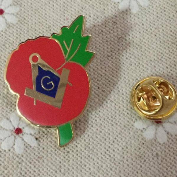 Master Mason Blue Lodge Lapel Pin - Square Compass G Crested Poppy - Bricks Masons