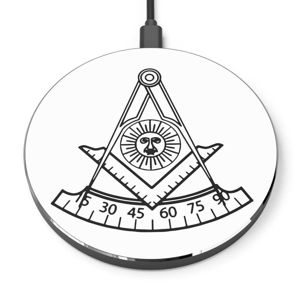 Past Master Blue Lodge Wireless Charger - Black & White - Bricks Masons