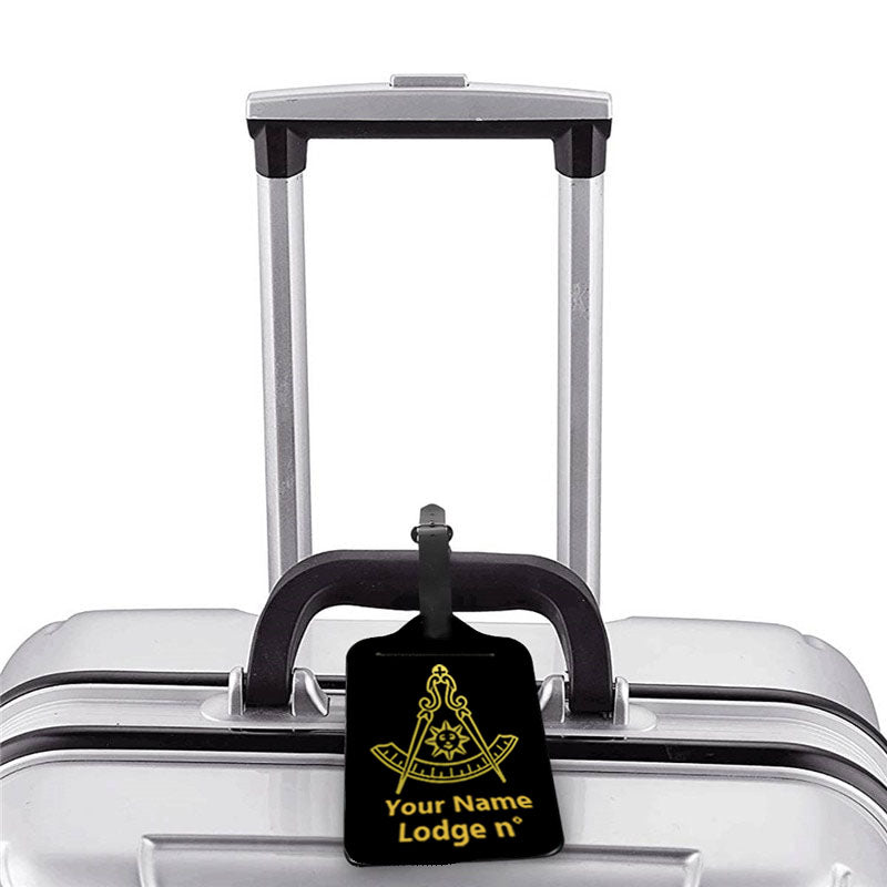 Past Master Blue Lodge California Regulation Luggage Tag - Black Leather - Bricks Masons