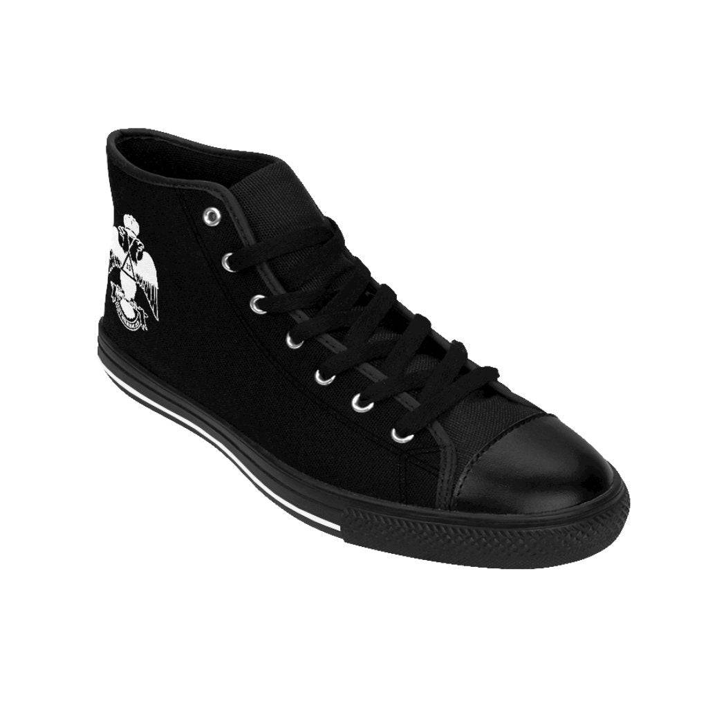 33rd Degree Scottish Rite Sneaker - Wings Down High-top Black & White