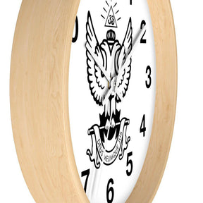 33rd Degree Scottish Rite Clock - Wings Up Wooden Frame