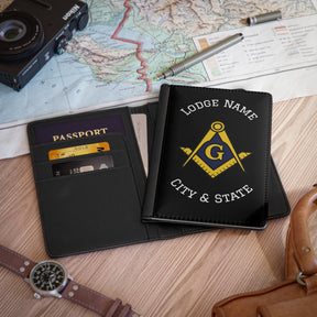 Master Mason Blue Lodge Passport Cover - Customizable PU Leather Inner Compartments - Bricks Masons