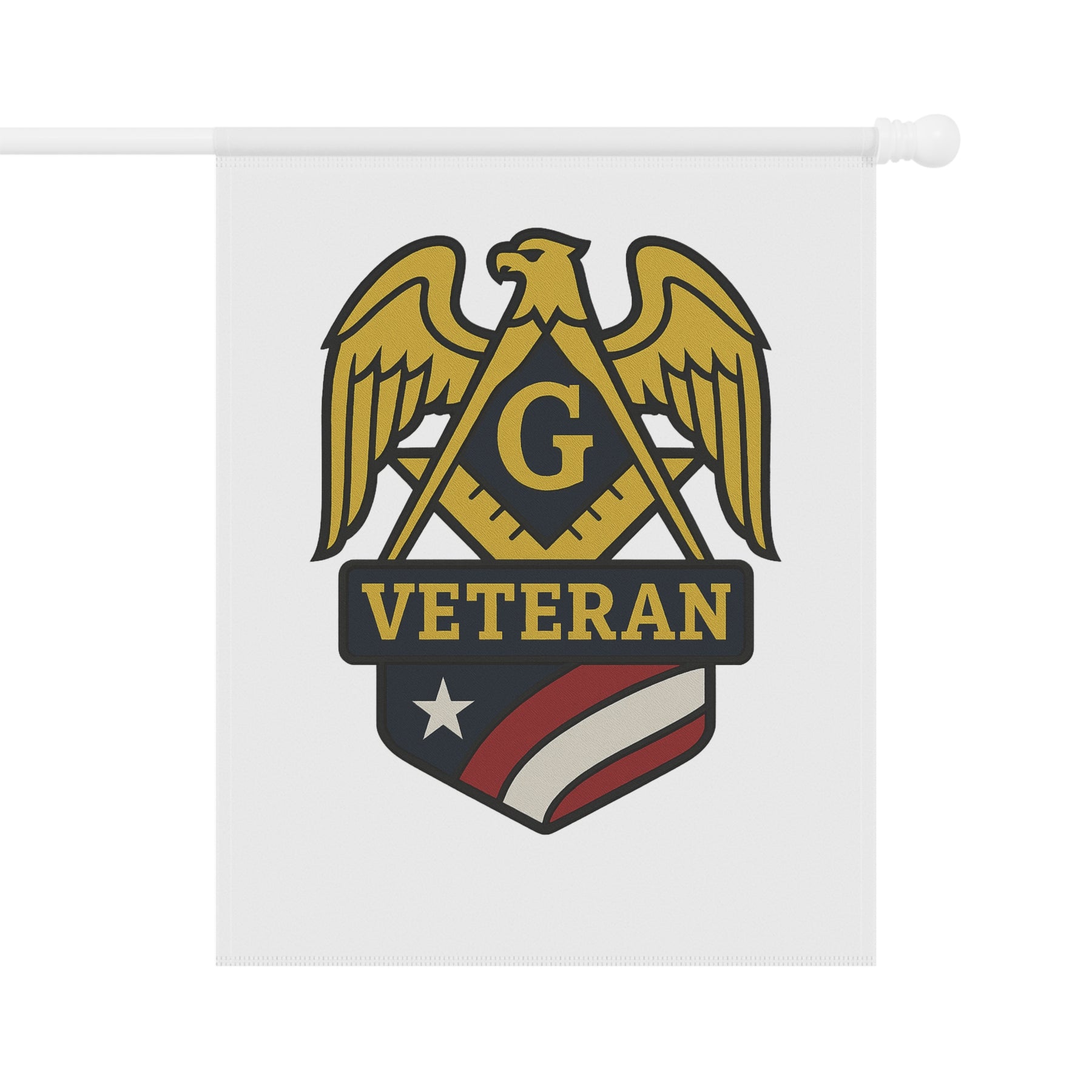 Master Mason Blue Lodge Yard Flag - White Veteran Mason Printed Poly Poplin - Bricks Masons