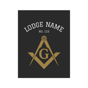 Master Mason Blue Lodge Yard Flag - Gold Square & Compass G with Customization - Bricks Masons