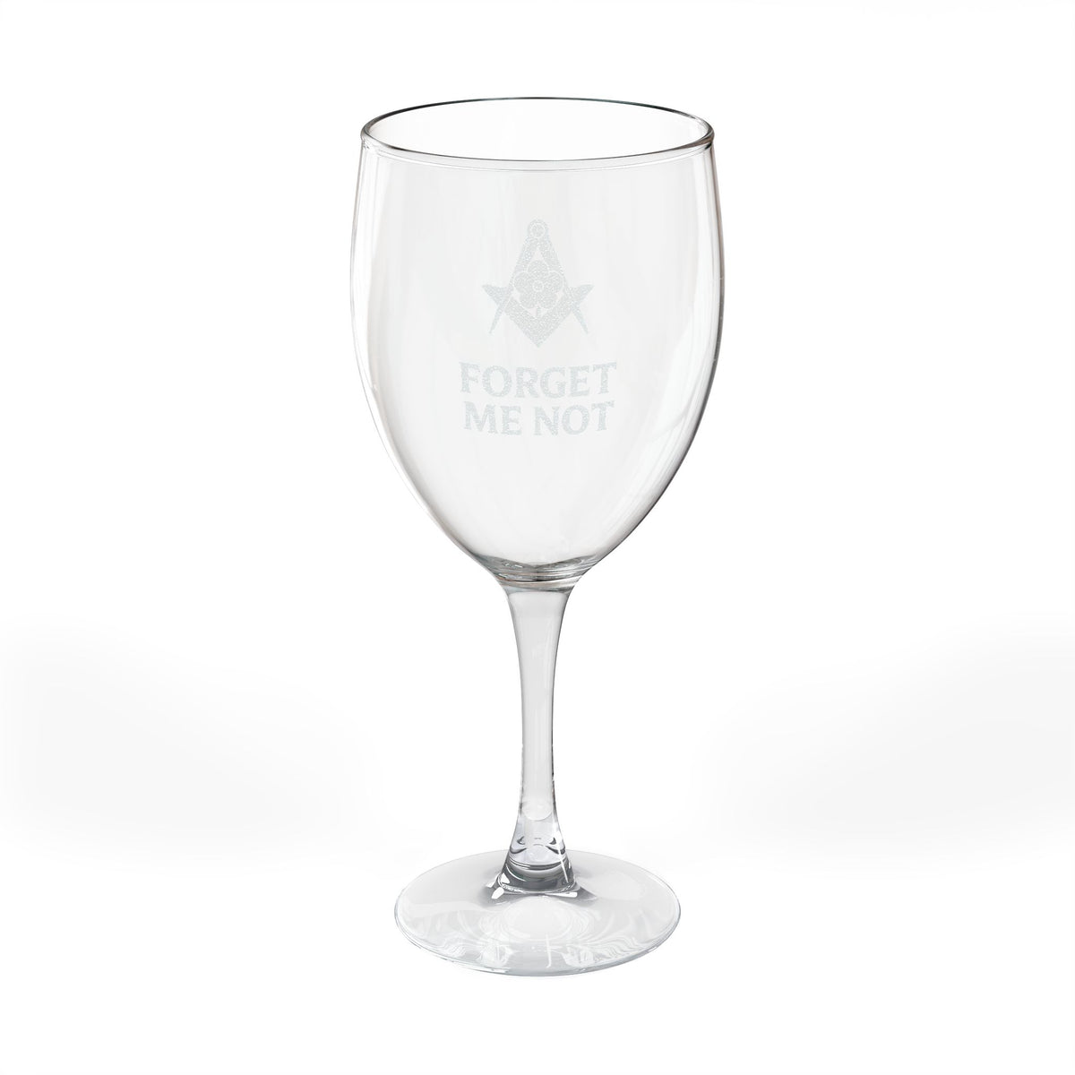 Master Mason Blue Lodge Wine Glass - Square & Compass Forget Me Not