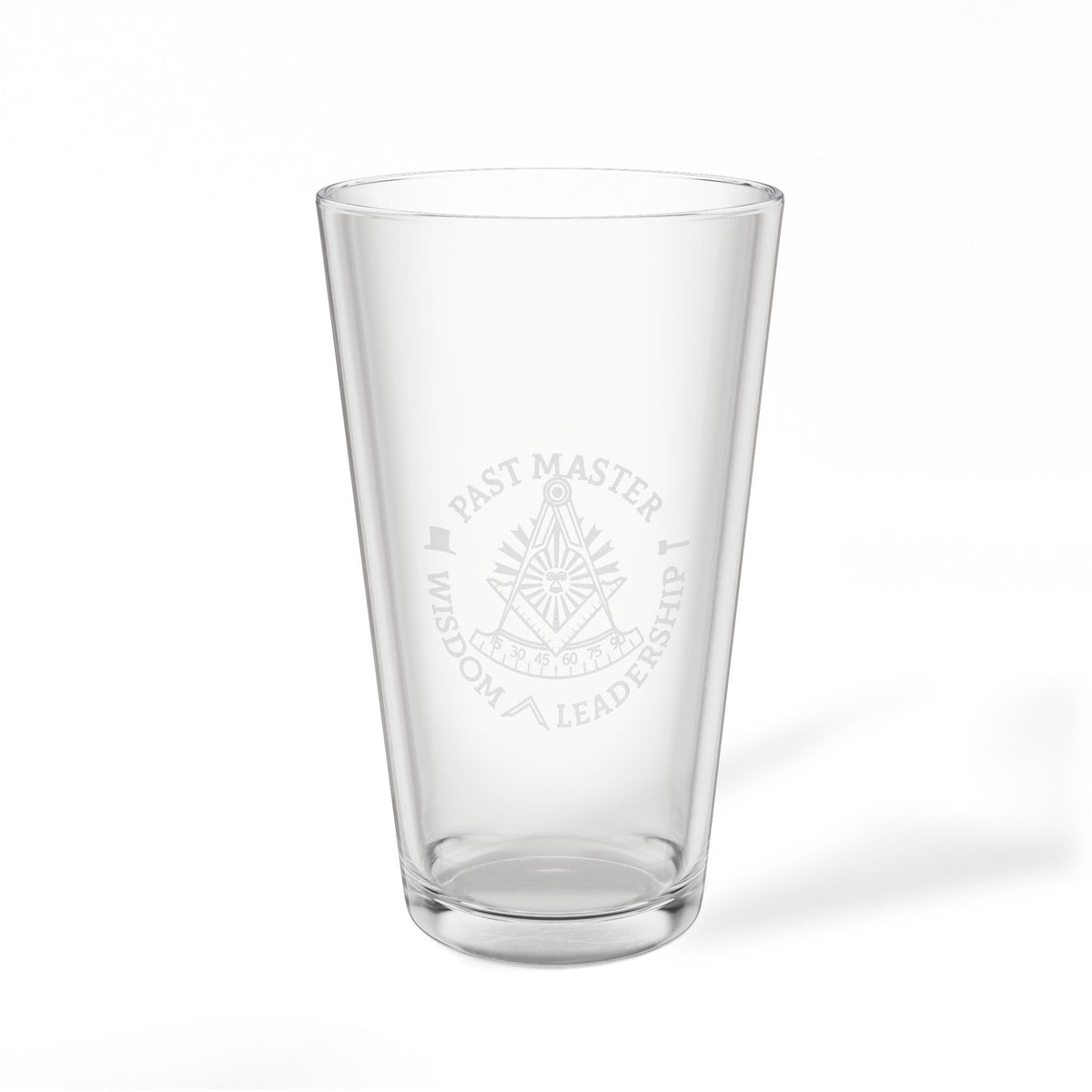 Past Master Blue Lodge Pint Glass - Wisdom Leadership S&C Quadrant Sun Emblem - Bricks Masons