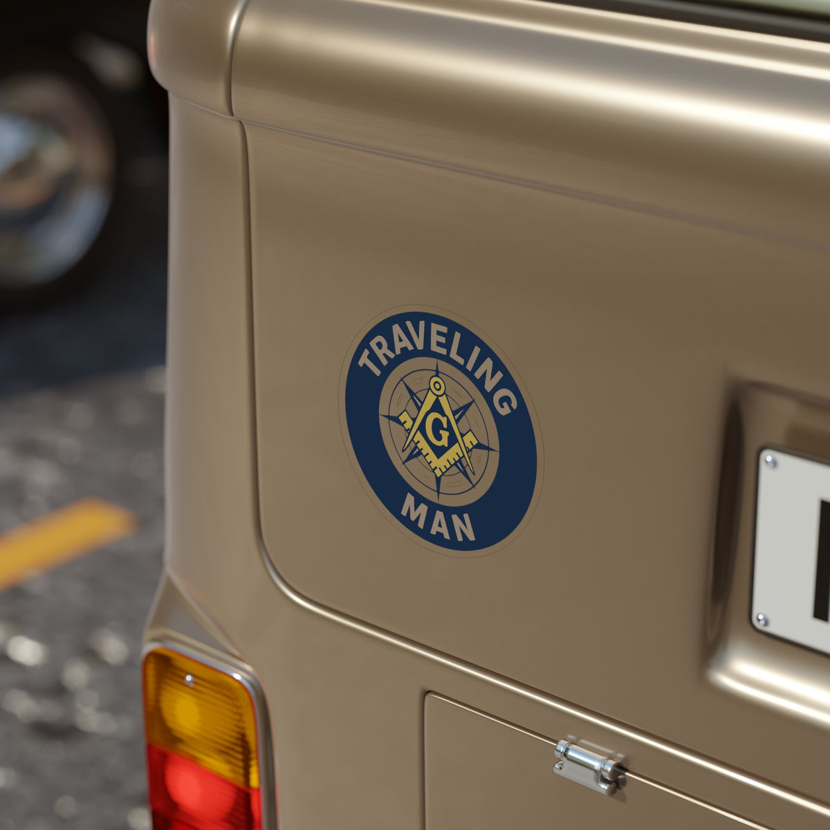 Master Mason Blue Lodge Sticker Decal - Water Resistant Vinyl Traveling Man - Bricks Masons
