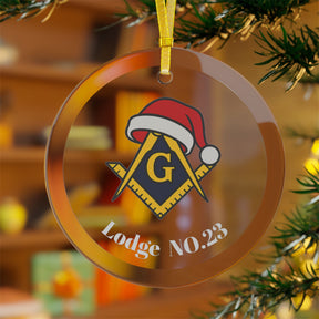 Master Mason Blue Lodge Christmas Ornament - Glass S & G With Customization - Bricks Masons