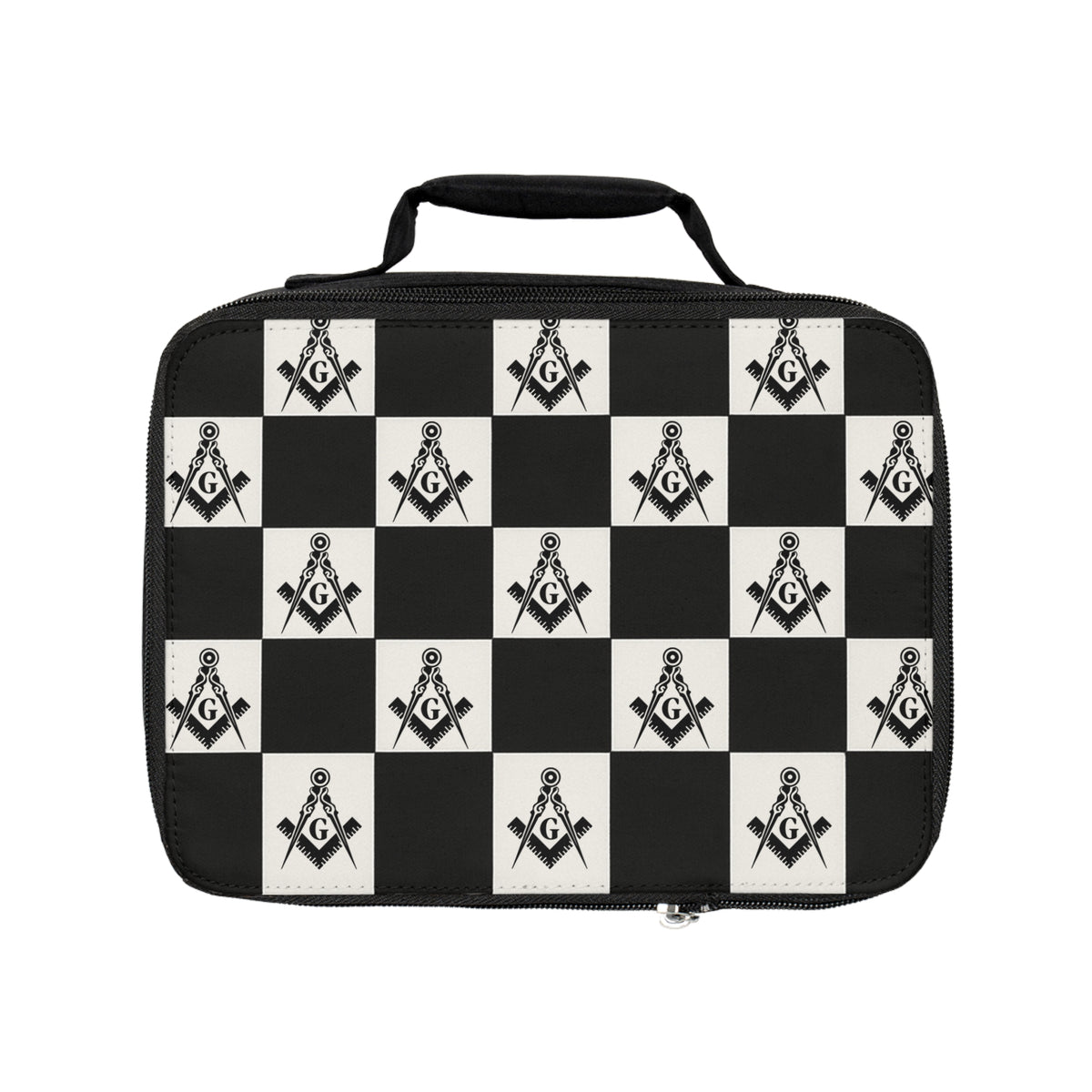 Master Mason Blue Lodge Lunch Bag - Checkered Pattern Fully Insulated - Bricks Masons