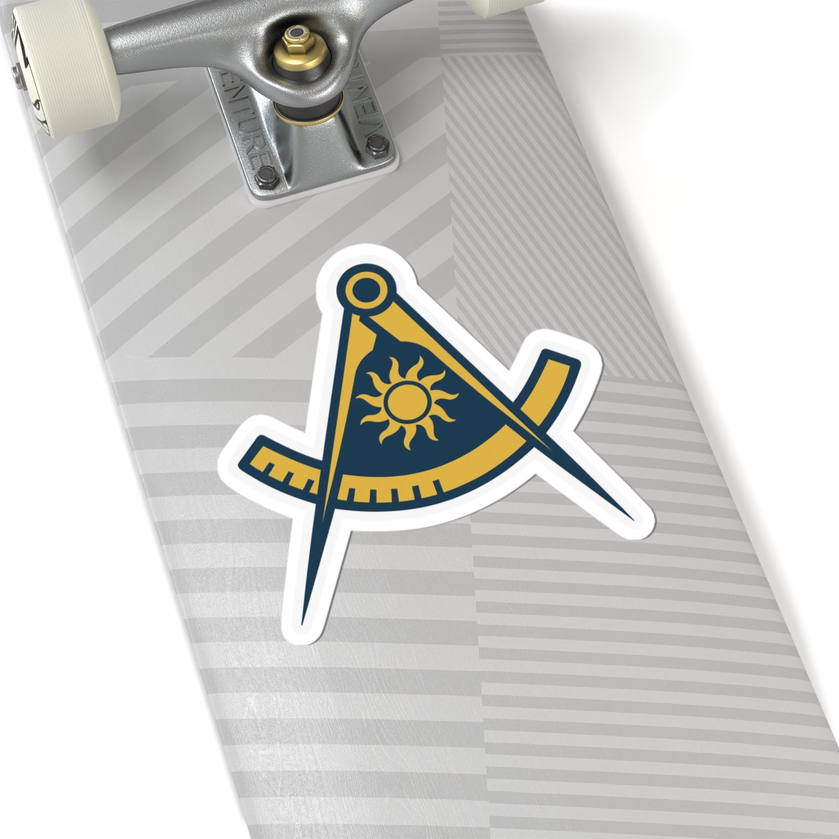 Past Master Blue Lodge Sticker Decal - Kiss-Cut Compass & Quadrant (Arc) - Bricks Masons