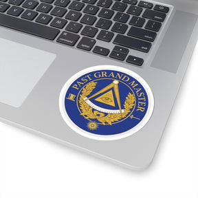Past Grand Master Blue Lodge Sticker Decal - Kiss-Cut Blue & Gold With Eye - Bricks Masons