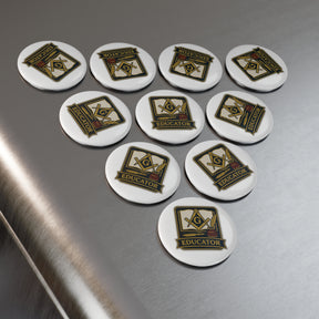 Master Mason Blue Lodge Magnet - Metal Shell With Magnetic Backing. - Bricks Masons