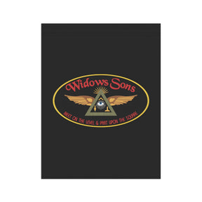 Widows Sons Yard Flag - Black Printed Poly Poplin - Bricks Masons