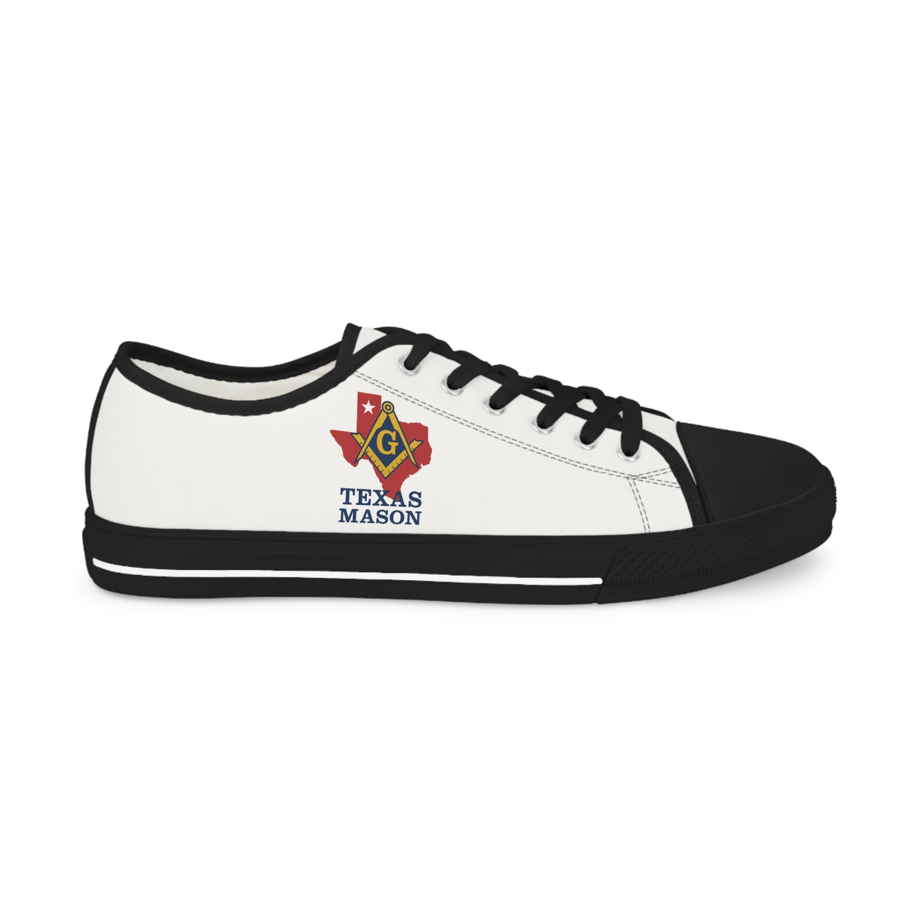 Master Mason Blue Lodge Sneaker - Low Top Sneaker Black & White Texas Mason - Bricks Masons