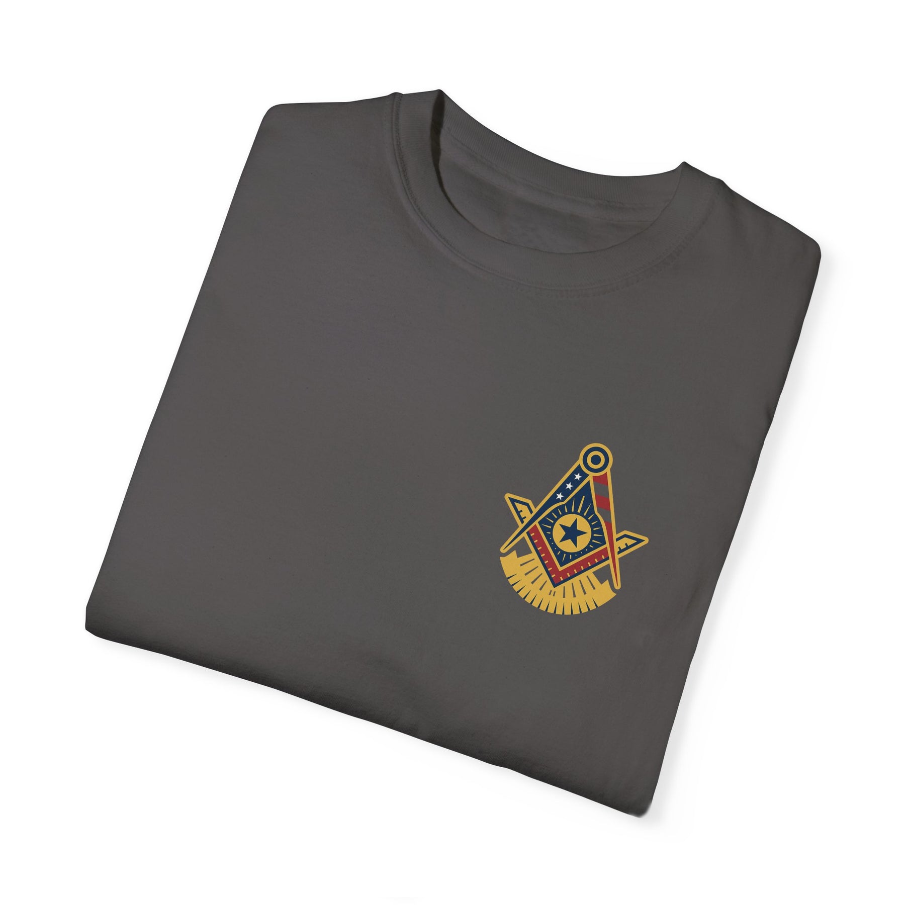 Past Master Blue Lodge T-Shirt - Garment-Dyed US Flag - Bricks Masons