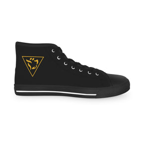 Grand Tiler of Solomon Sneaker - High Top Black & White Golden Emblem - Bricks Masons