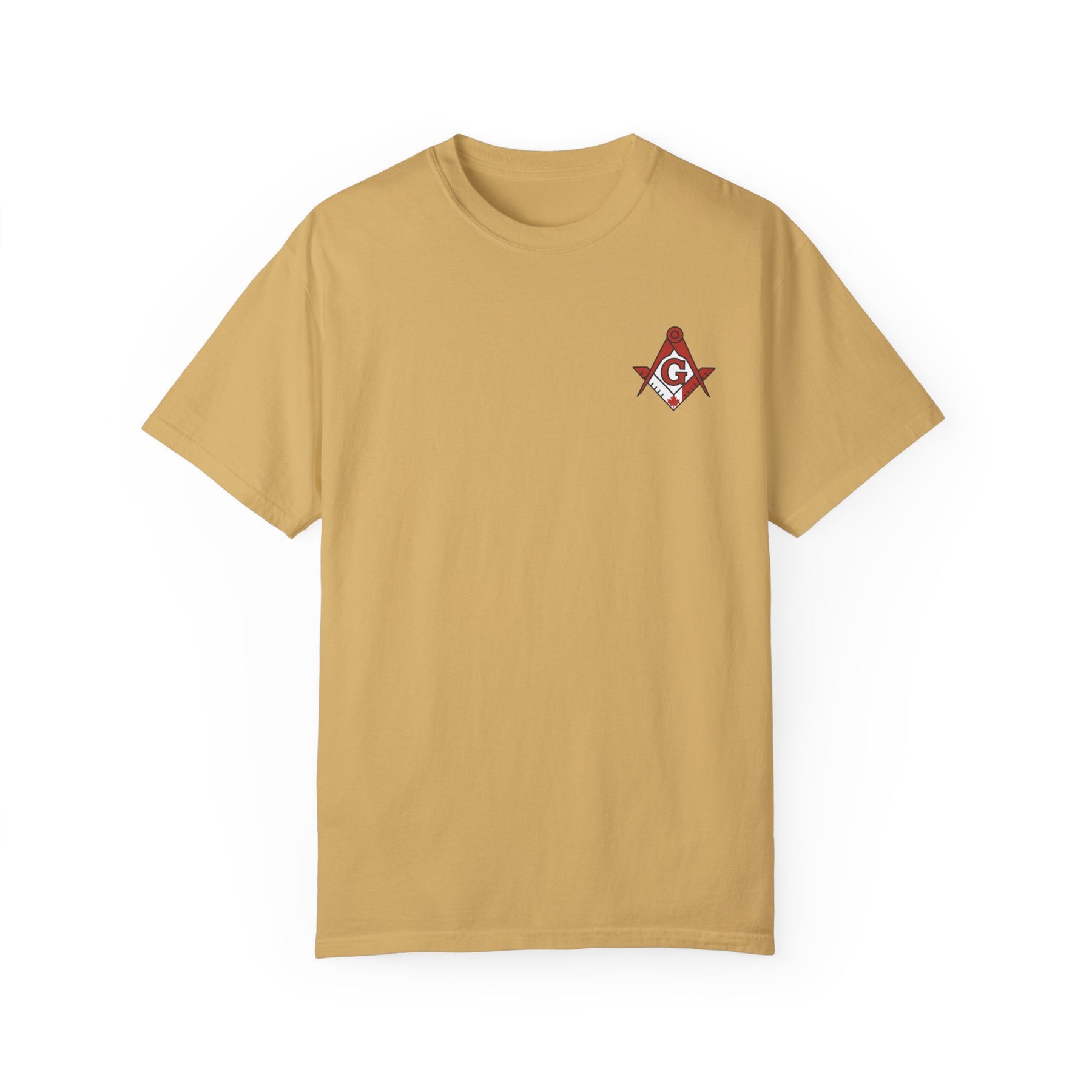 Master Mason Blue Lodge Canada Jurisdiction T-Shirt - Garment-Dyed Tee Various Colors - Bricks Masons