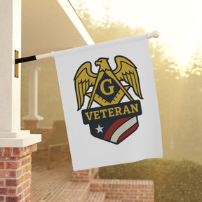 Master Mason Blue Lodge Yard Flag - White Veteran Mason Printed Poly Poplin - Bricks Masons