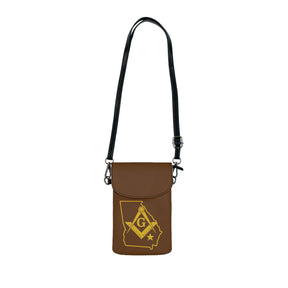 Master Mason Blue Lodge Cell Phone Wallet - Georgia Mason Microfiber Leather - Bricks Masons