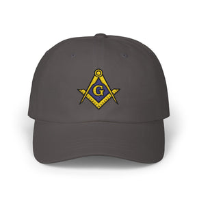 Master Mason Blue Lodge Baseball Cap - Gold & Blue Embroidered Square & Compass G - Bricks Masons