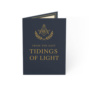 Master Mason Blue Lodge Greeting Card - S&C G with Wreath From The East Tidings of Light - Bricks Masons