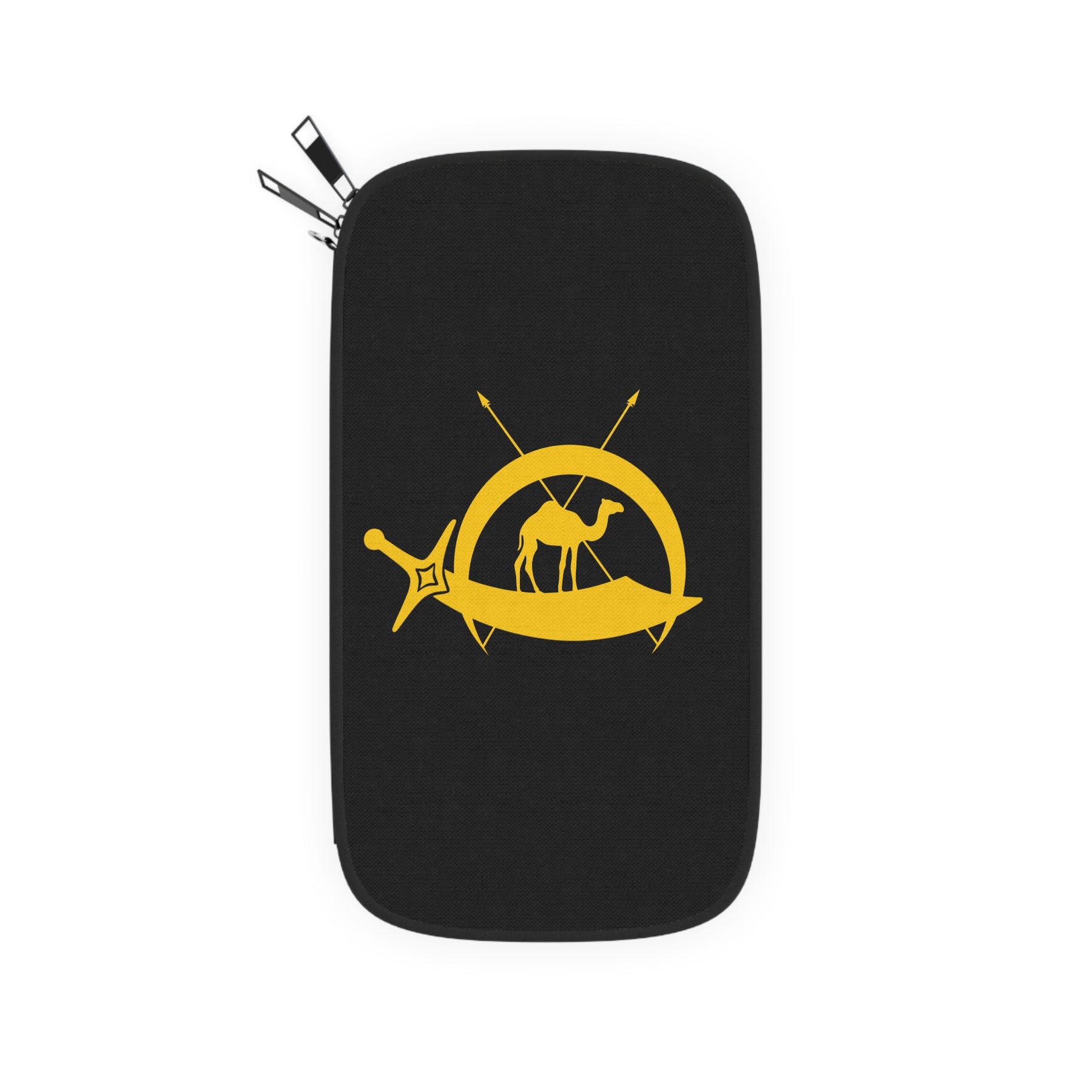 DOKO Passport Wallet - Black & Yellow With Shoulder & Wrist Strap - Bricks Masons