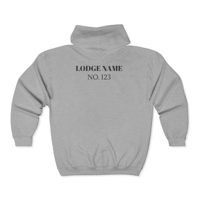 Master Mason Blue Lodge Hoodie - Zip Up Jacket Customizable Back Embroidery - Bricks Masons