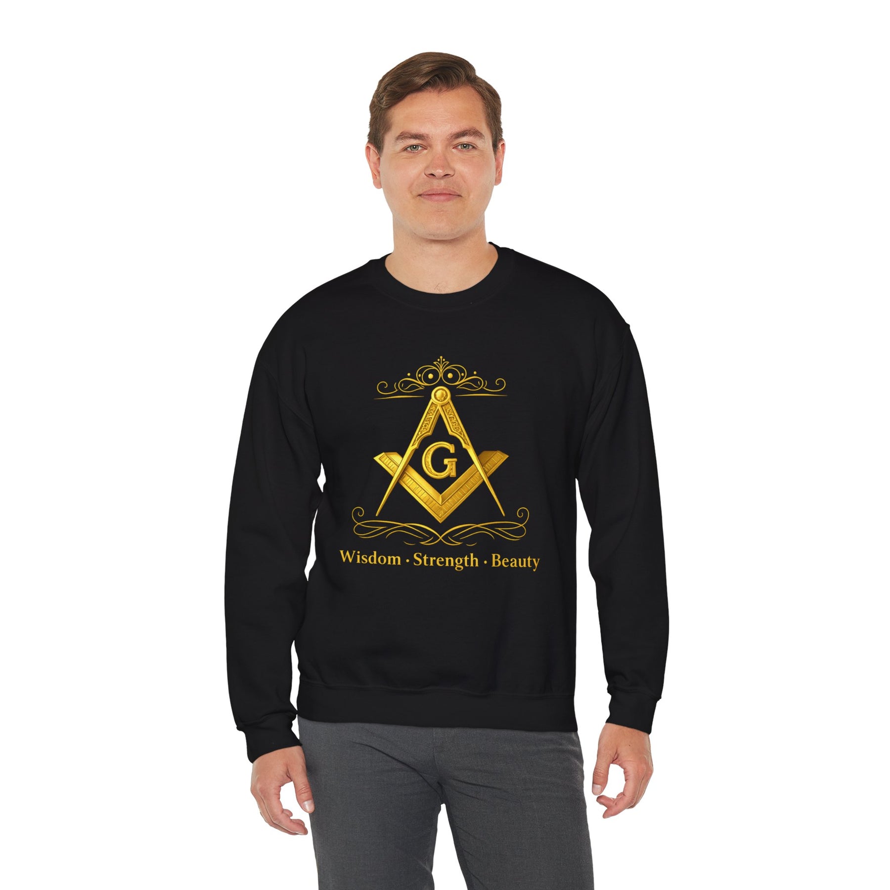 Master Mason Blue Lodge Sweatshirt - Wisdom Strength & Beauty Square & Compass G