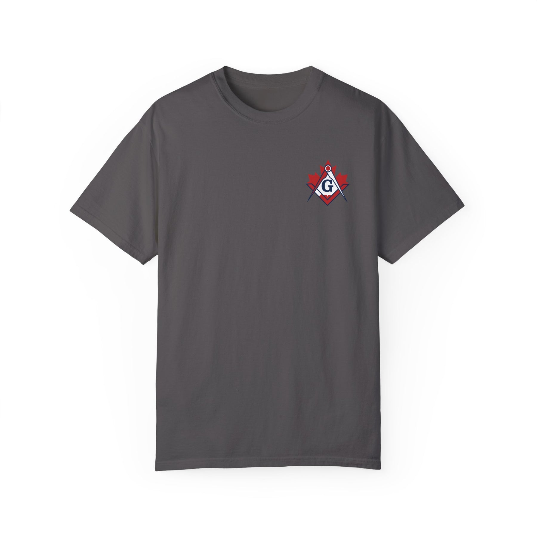 Master Mason Blue Lodge Canada Jurisdiction T-Shirt - Garment-Dyed Tee - Bricks Masons