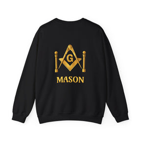 Master Mason Blue Lodge Sweatshirt - Mason S&C G with Twin Pillars