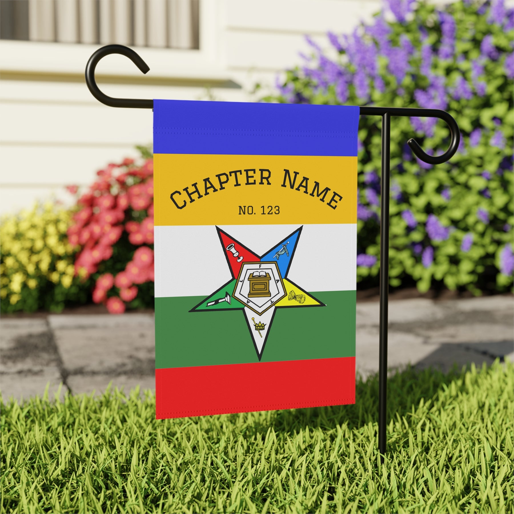 OES Yard Flag - Colorful Printed Design With Personalization - Bricks Masons