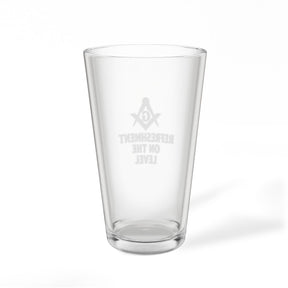 Master Mason Blue Lodge Pint Glass - Refreshment On The Level Square & Compass G - Bricks Masons