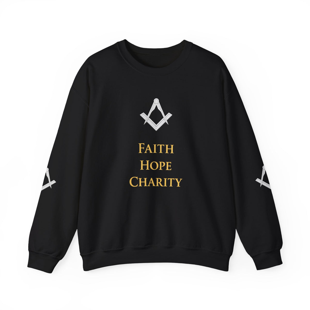 Master Mason Blue Lodge Sweatshirt - Faith Hope & Charity with Square & Compasses