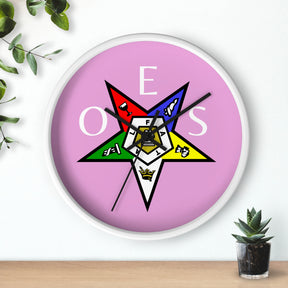 OES Clock - Pink Dial with OES Emblem and Inscription - Bricks Masons