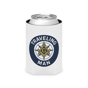 Master Mason Blue Lodge Can Cooler - S&C G Traveling Man - Bricks Masons