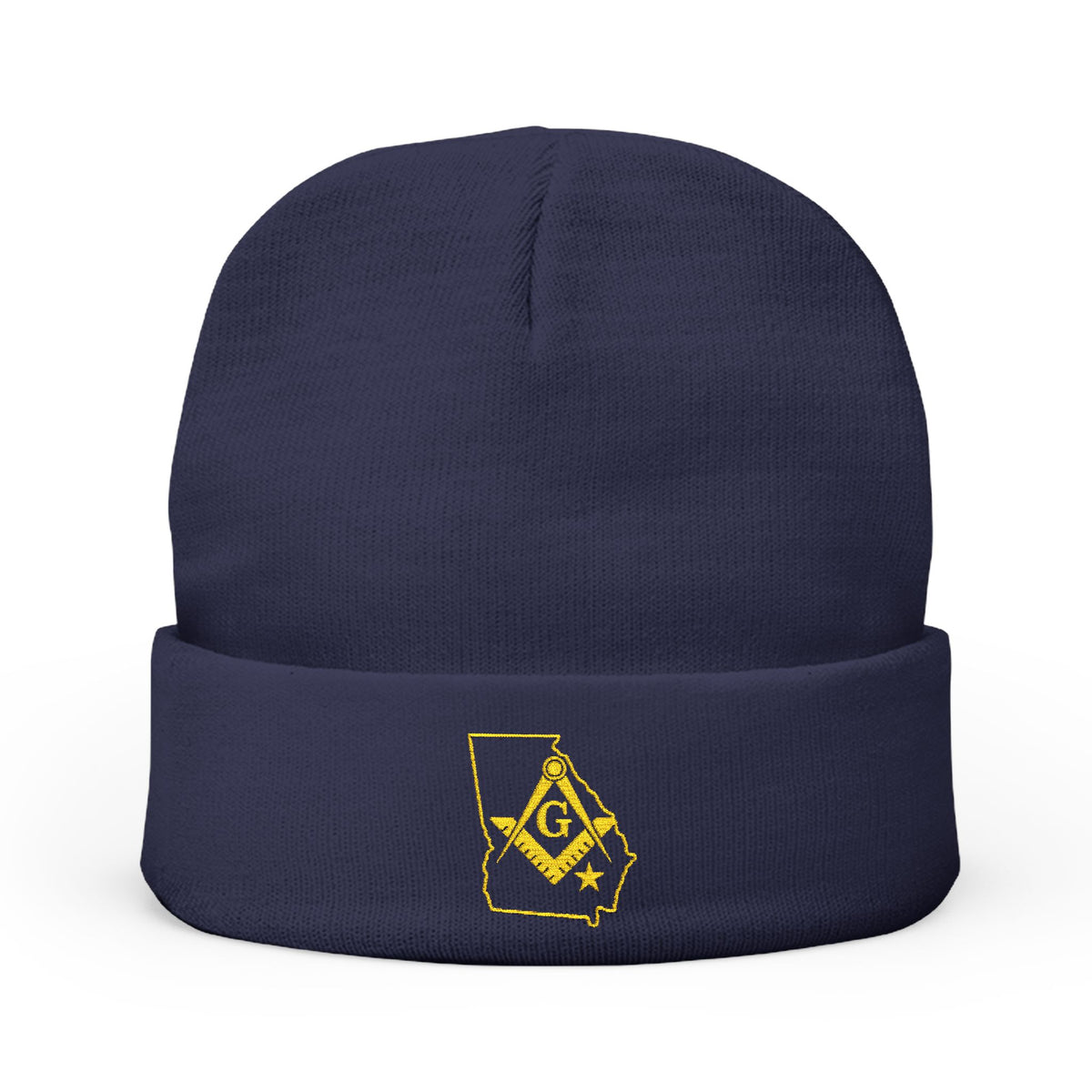 Master Mason Blue Lodge Beanie - Knit Embroidery Georgia Mason - Bricks Masons