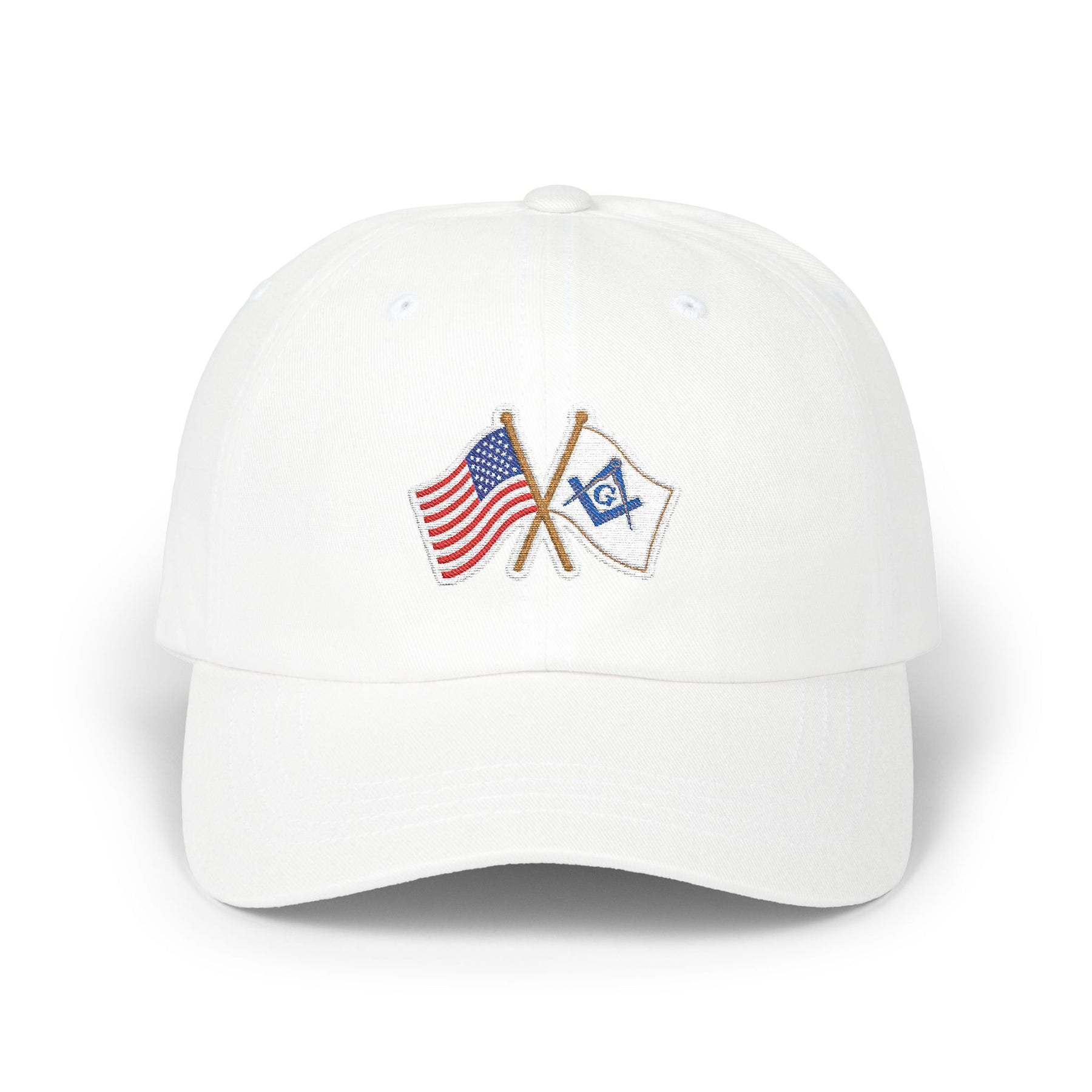 Master Mason Blue Lodge Baseball Cap - Cotton Various Colors Crossed Flags - Bricks Masons