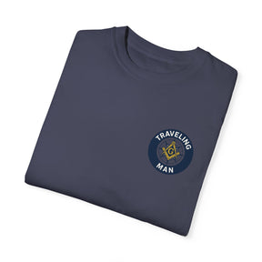 Master Mason Blue Lodge T-Shirt - Traveling Mason Garment-Dyed Tee - Bricks Masons